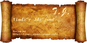 Timár József névjegykártya